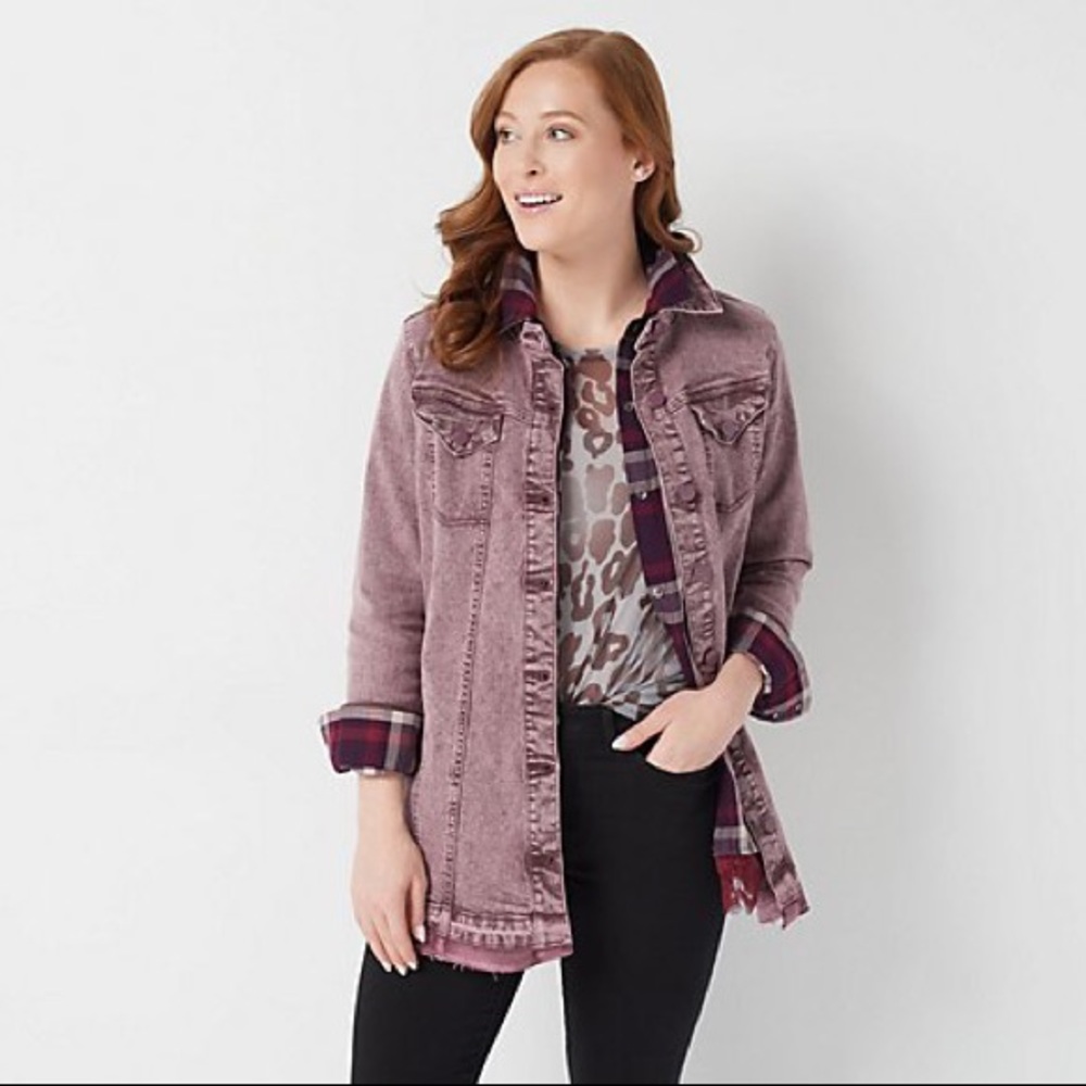 LOGO purple release hem denim jacket